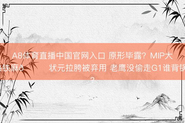 A8体育直播中国官网入口 原形毕露？MIP大热铁麻🙃状元拉胯被弃用 老鹰没偷走G1谁背锅？