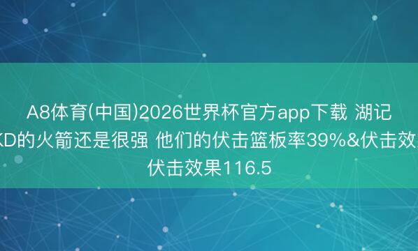 A8体育(中国)2026世界杯官方app下载 湖记：莫得KD的火箭还是很强 他们的伏击篮板率39%&伏击效果116.5