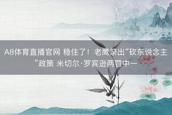 A8体育直播官网 稳住了！老鹰祭出“砍东说念主”政策 米切尔·罗宾逊两罚中一