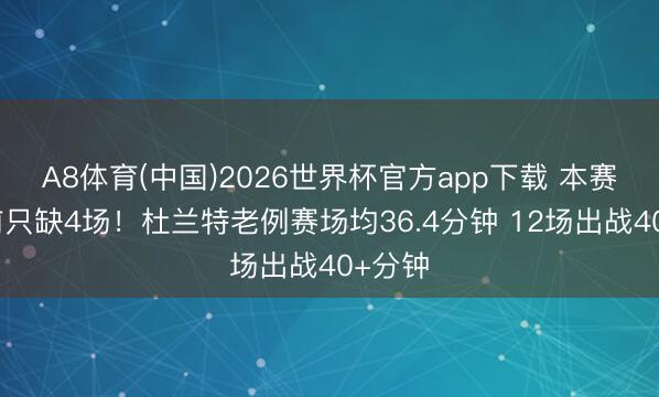 A8体育(中国)2026世界杯官方app下载 本赛季此前只缺4场!杜兰特老例赛场均36.4分钟 12场出战40+分钟