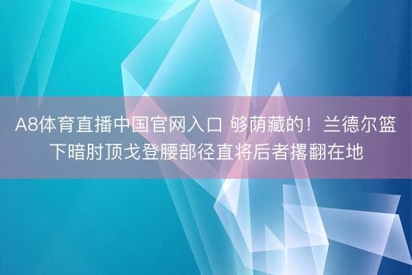 A8体育直播中国官网入口 够荫藏的！兰德尔篮下暗肘顶戈登腰部径直将后者撂翻在地