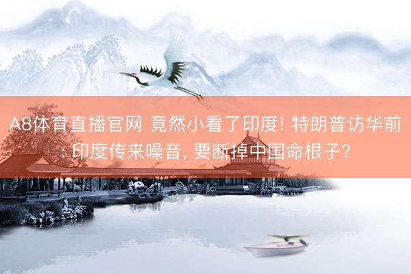 A8体育直播官网 竟然小看了印度! 特朗普访华前: 印度传来噪音, 要断掉中国命根子?