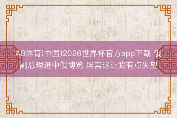 A8体育(中国)2026世界杯官方app下载 俄副总理逛中俄博览 坦言这让我有点失望