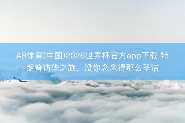 A8体育(中国)2026世界杯官方app下载 特朗普访华之旅，没你念念得那么圣洁