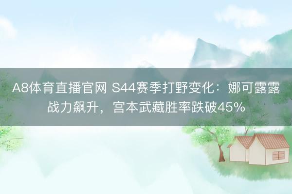 A8体育直播官网 S44赛季打野变化：娜可露露战力飙升，宫本武藏胜率跌破45%