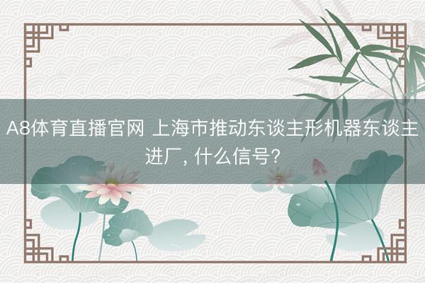 A8体育直播官网 上海市推动东谈主形机器东谈主进厂， 什么信号?
