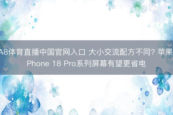A8体育直播中国官网入口 大小交流配方不同? 苹果iPhone 18 Pro系列屏幕有望更省电