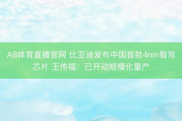 A8体育直播官网 比亚迪发布中国首款4nm智驾芯片 王传福：已开动规模化量产